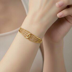 Middle Eastern And Latin Luxurious & Stylish Open Bangles Stainless Gold Plated